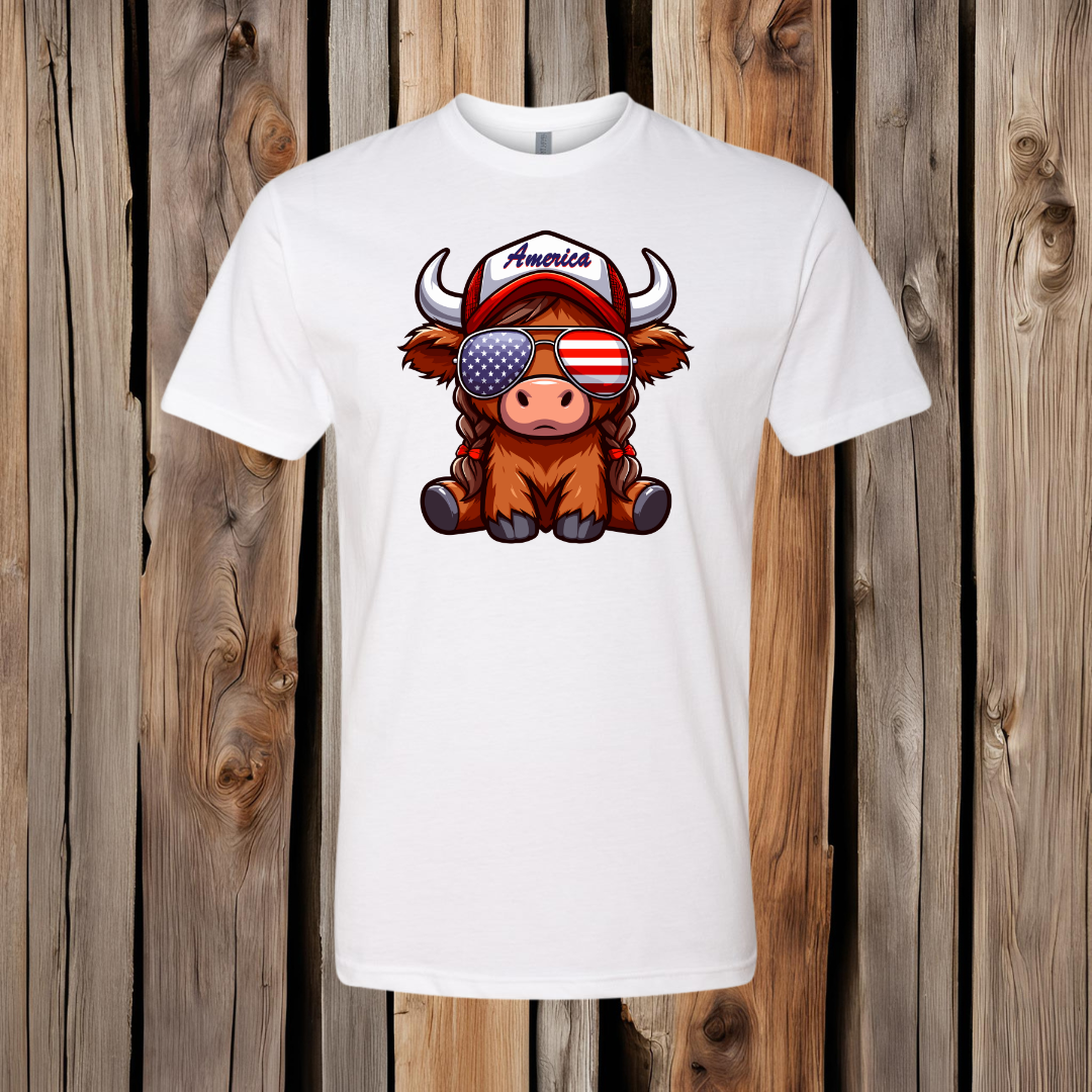 America Highland Cow T-Shirt - Twisted Prick