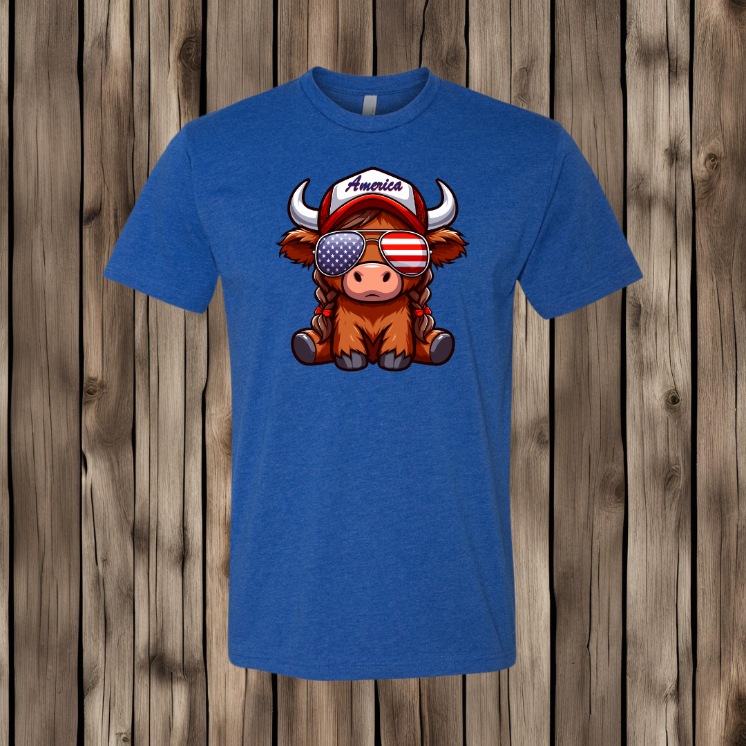 America Highland Cow T-Shirt - Twisted Prick