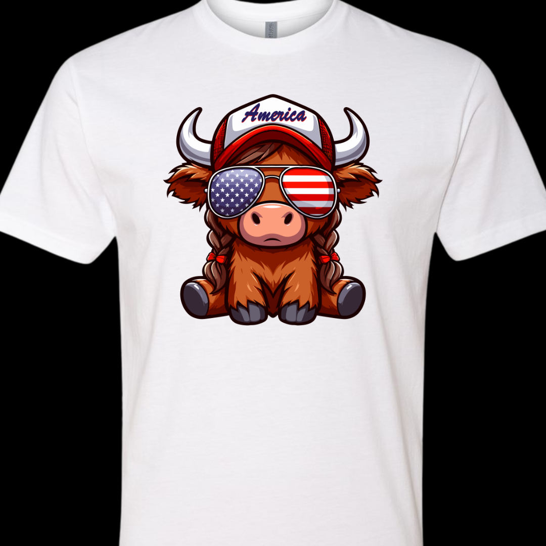 America Highland Cow T-Shirt - Twisted Prick