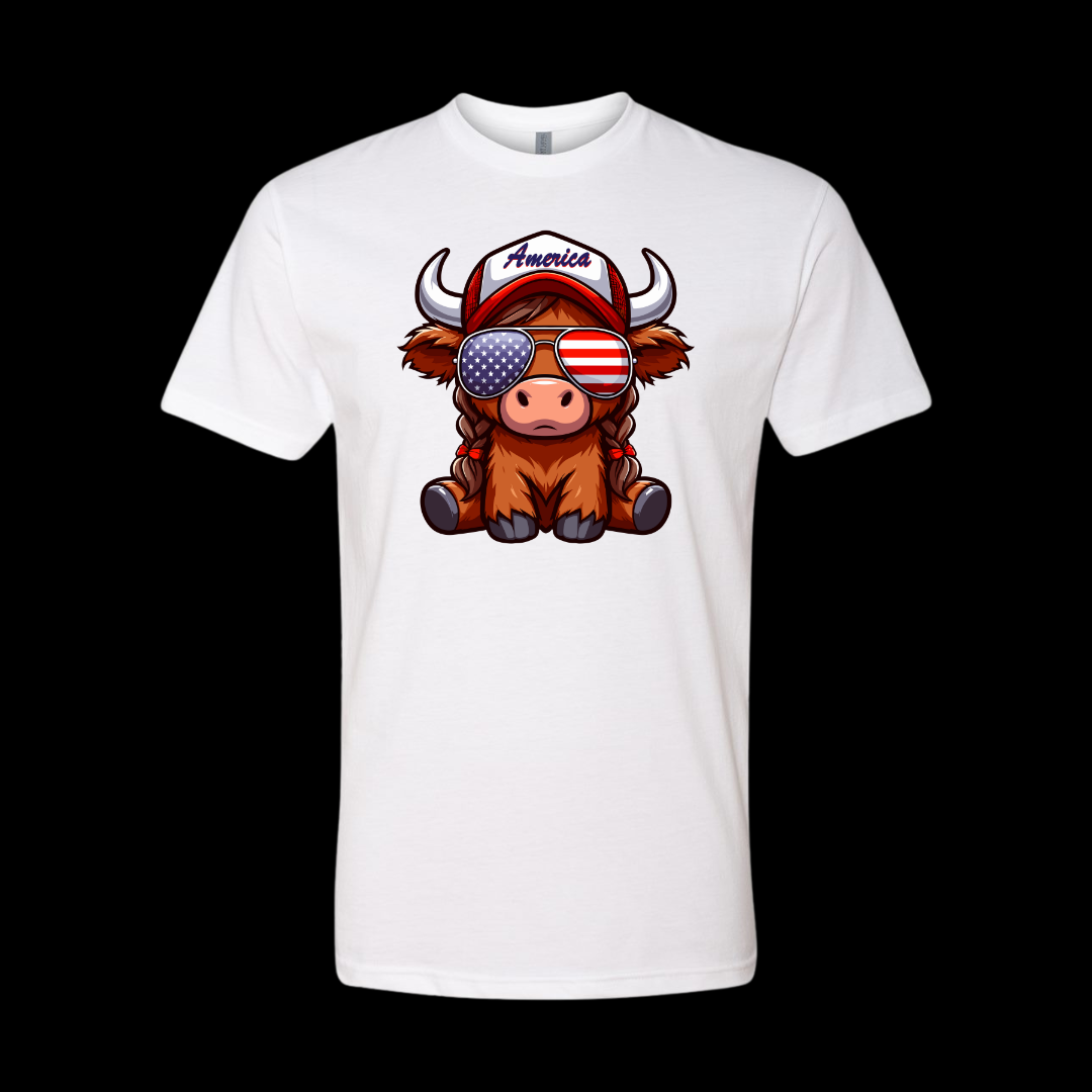 America Highland Cow T-Shirt - Twisted Prick