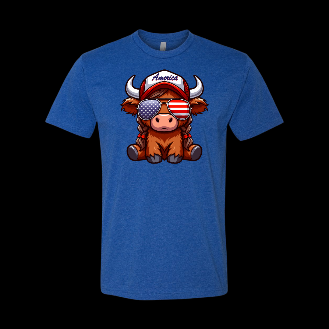 America Highland Cow T-Shirt - Twisted Prick