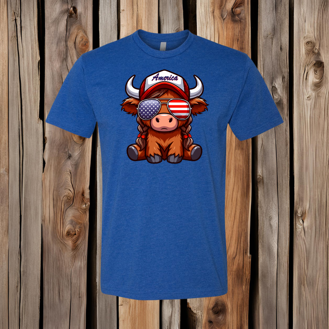 America Highland Cow T-Shirt - Twisted Prick