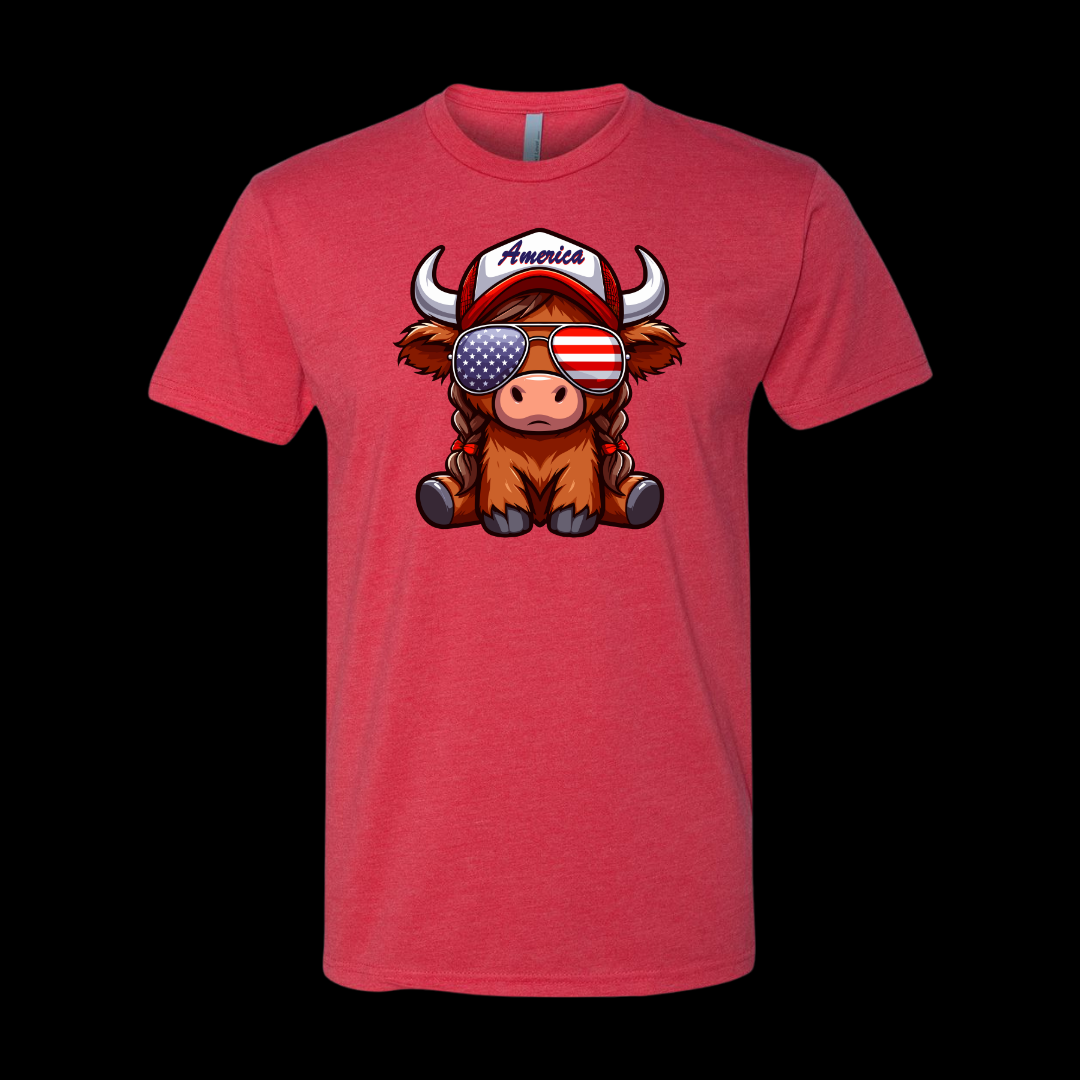 America Highland Cow T-Shirt - Twisted Prick