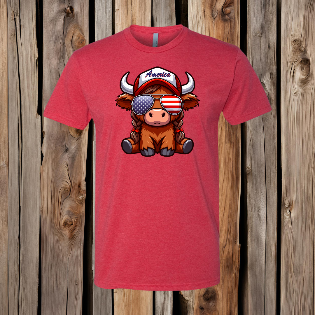 America Highland Cow T-Shirt - Twisted Prick