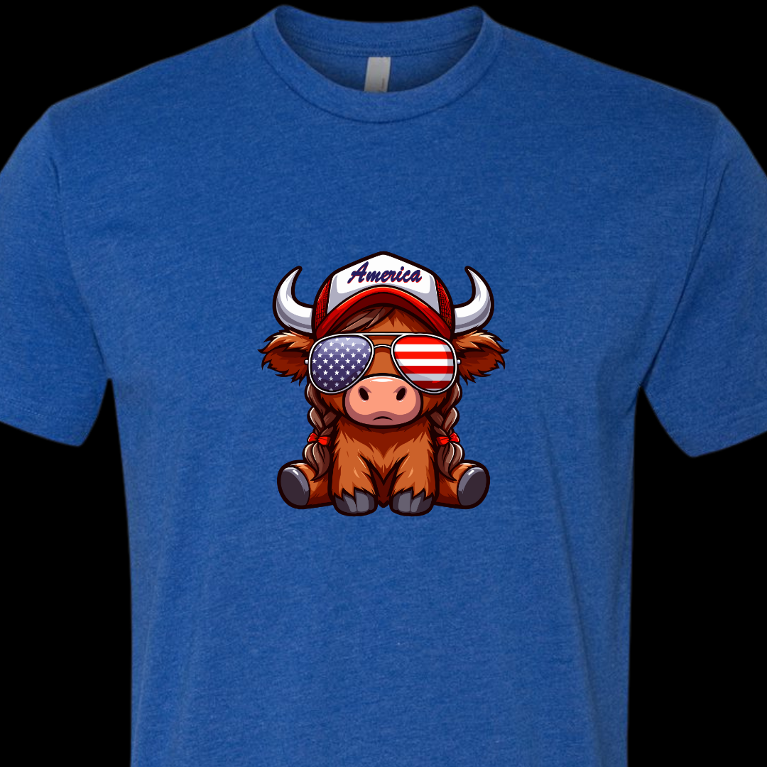 America Highland Cow T-Shirt - Twisted Prick