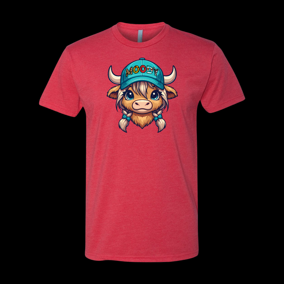 Moody Highland Cow Head T-Shirt