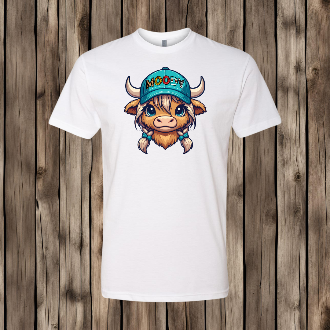 Moody Highland Cow Head T-Shirt