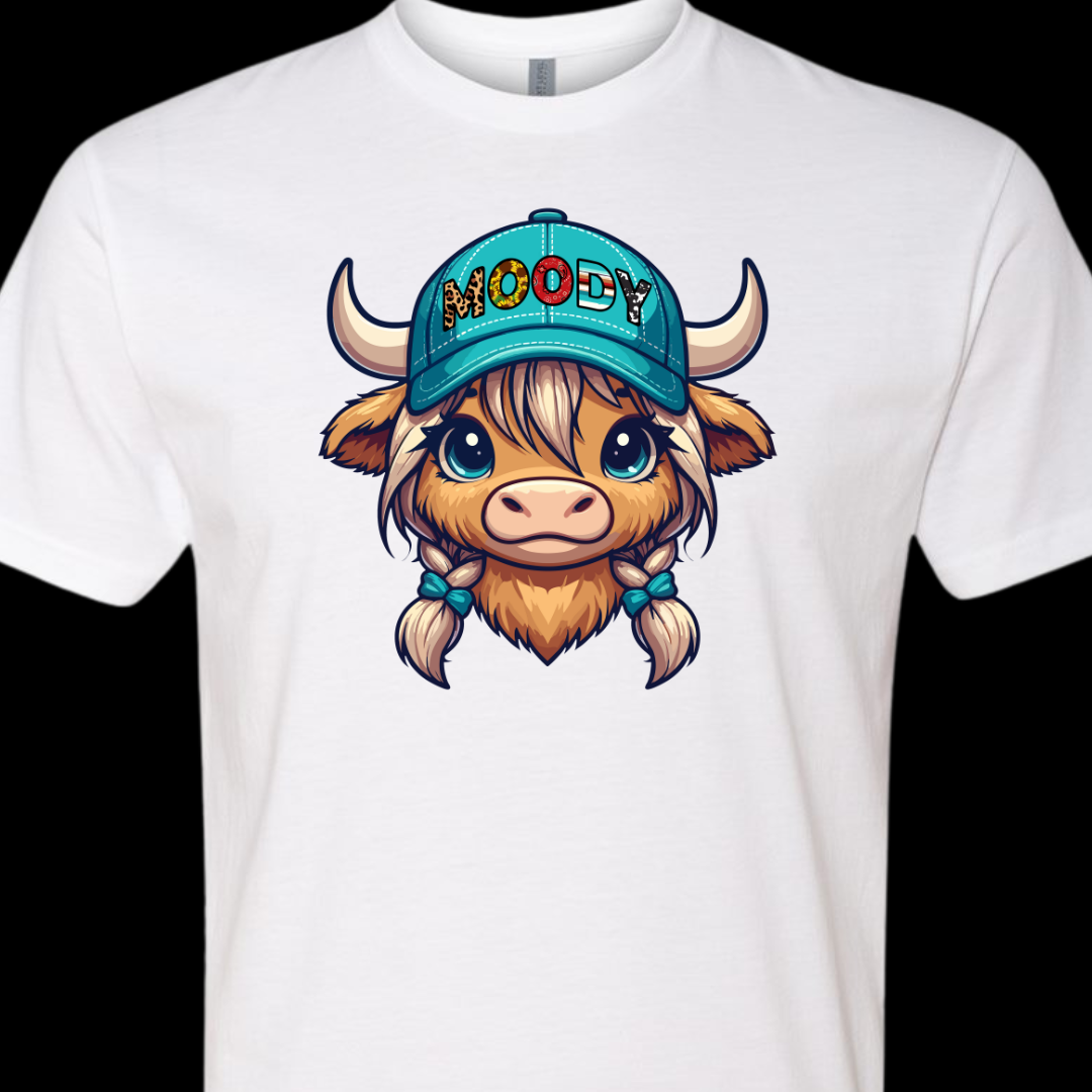Moody Highland Cow Head T-Shirt